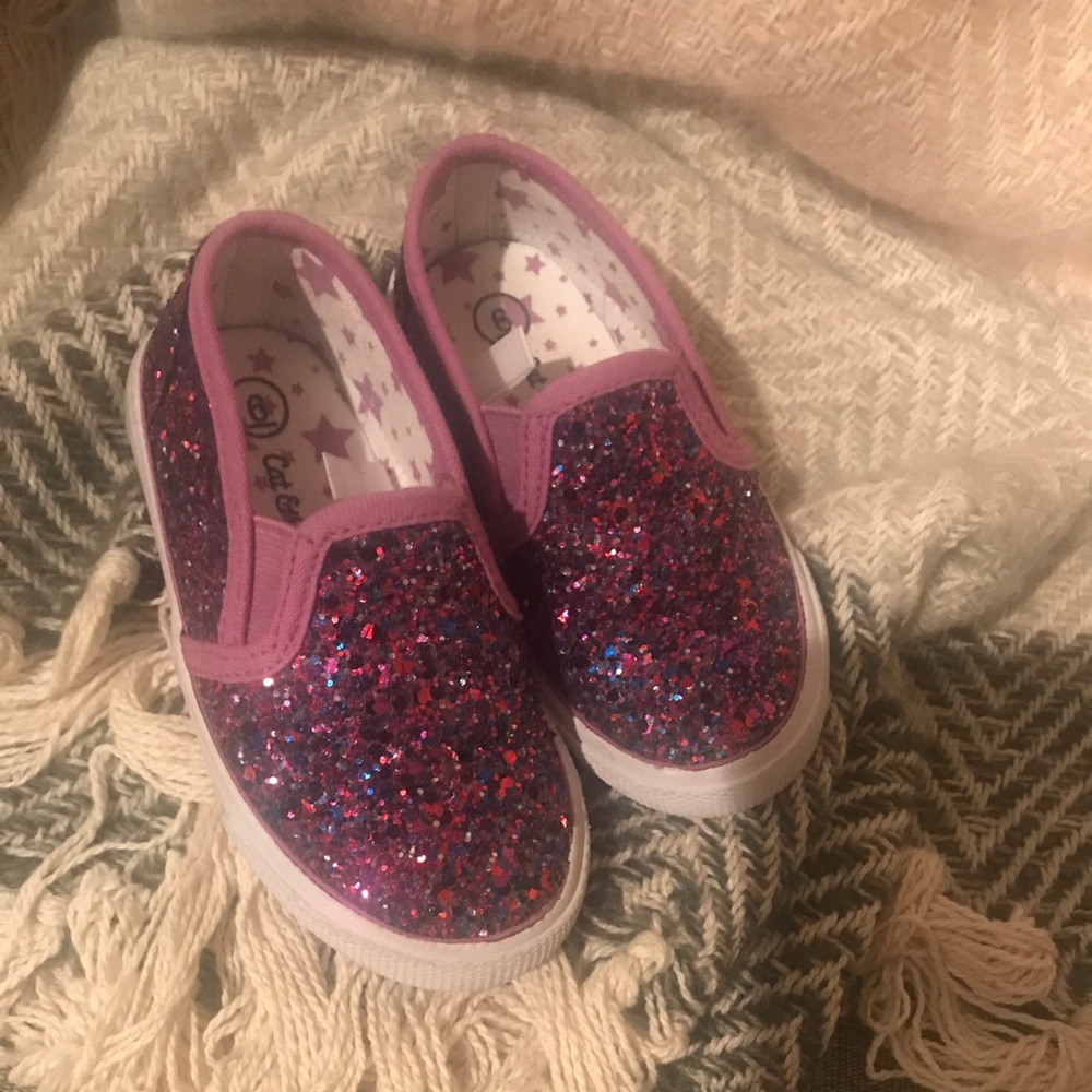 Purple Sparkle Slip on Shoes